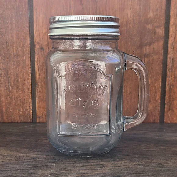 Country Mason Jars By Circleware - 15 oz. Set of 4 with lids & straws - NIB - Picture 2 of 6
